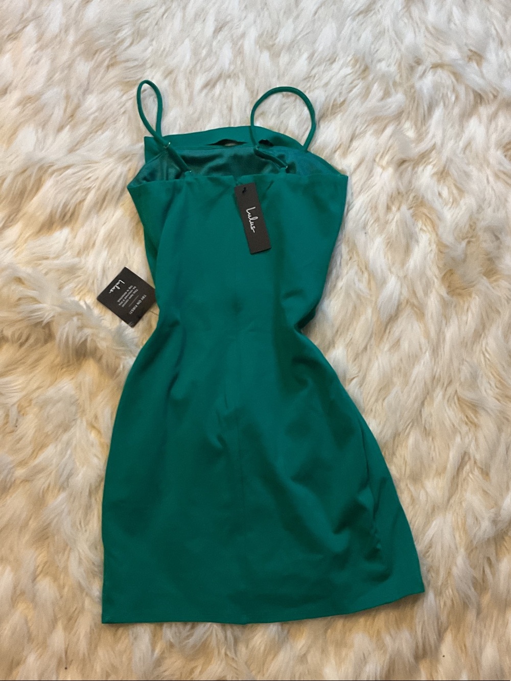 Lulu's Teal Spaghetti Strap Tulip Mini Dress - Picture 4 of 4